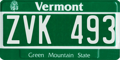 VT license plate ZVK493