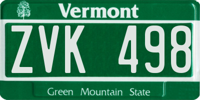 VT license plate ZVK498
