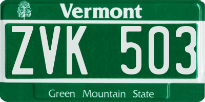 VT license plate ZVK503