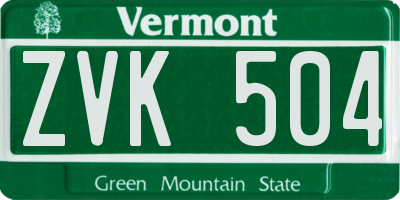 VT license plate ZVK504