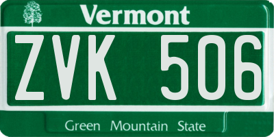 VT license plate ZVK506