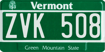 VT license plate ZVK508