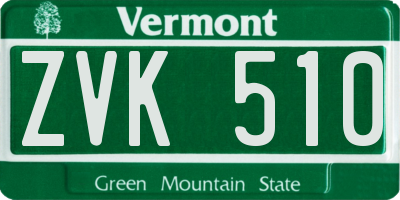 VT license plate ZVK510