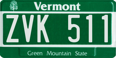 VT license plate ZVK511