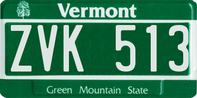 VT license plate ZVK513