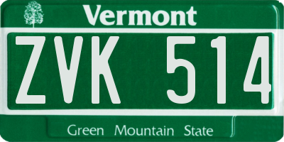 VT license plate ZVK514