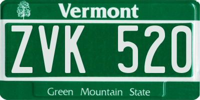 VT license plate ZVK520
