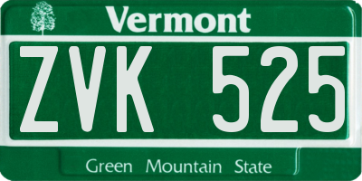 VT license plate ZVK525