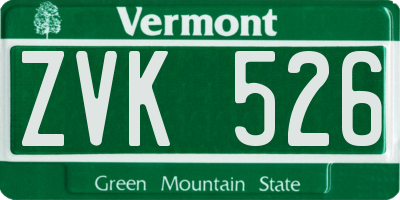 VT license plate ZVK526