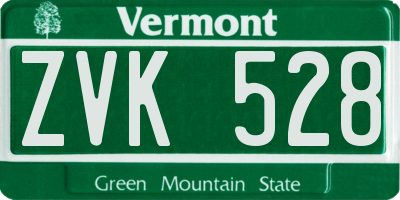 VT license plate ZVK528