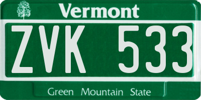 VT license plate ZVK533