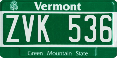 VT license plate ZVK536