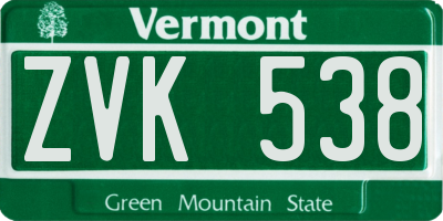 VT license plate ZVK538