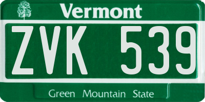 VT license plate ZVK539