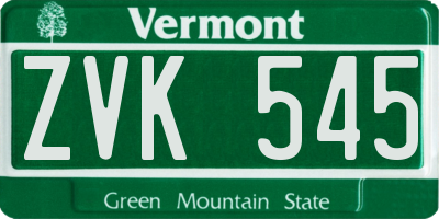 VT license plate ZVK545
