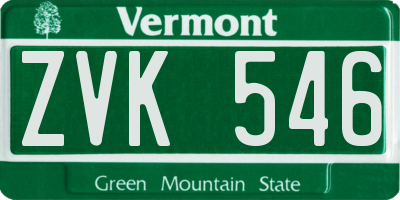 VT license plate ZVK546