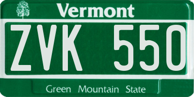 VT license plate ZVK550