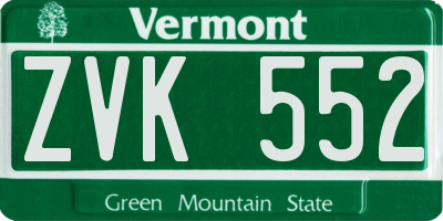 VT license plate ZVK552