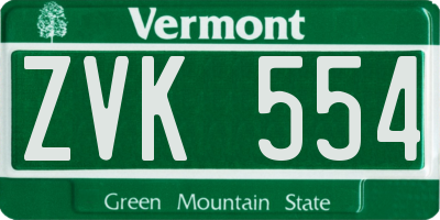VT license plate ZVK554