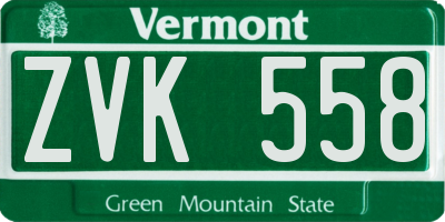 VT license plate ZVK558