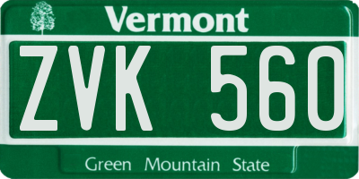 VT license plate ZVK560