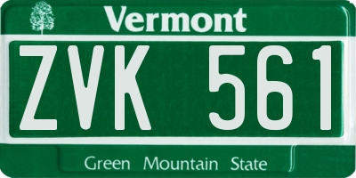 VT license plate ZVK561