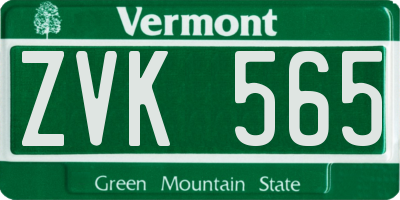VT license plate ZVK565