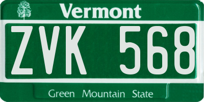 VT license plate ZVK568