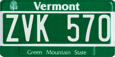 VT license plate ZVK570