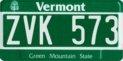 VT license plate ZVK573
