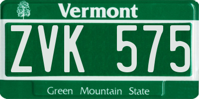 VT license plate ZVK575