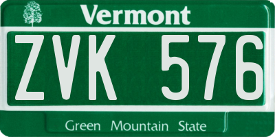 VT license plate ZVK576