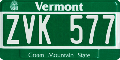 VT license plate ZVK577
