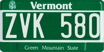 VT license plate ZVK580