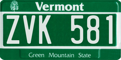 VT license plate ZVK581