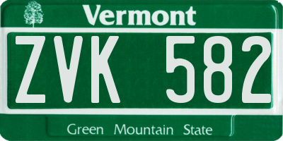 VT license plate ZVK582