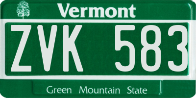 VT license plate ZVK583