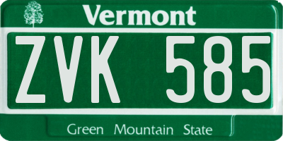 VT license plate ZVK585