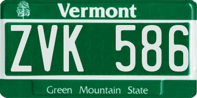VT license plate ZVK586
