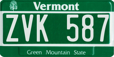 VT license plate ZVK587