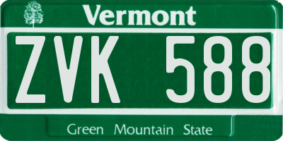VT license plate ZVK588