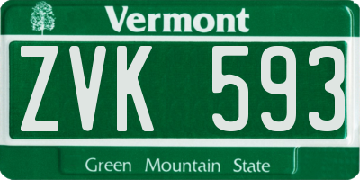 VT license plate ZVK593
