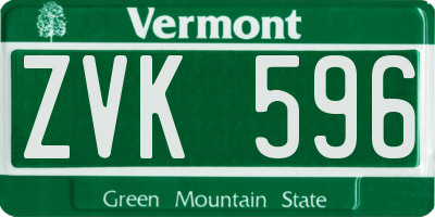 VT license plate ZVK596