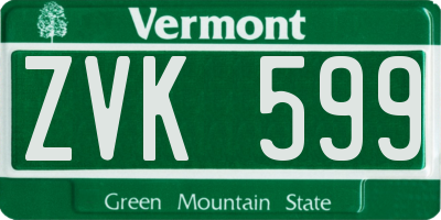 VT license plate ZVK599