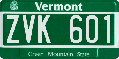 VT license plate ZVK601