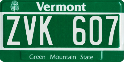 VT license plate ZVK607