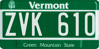 VT license plate ZVK610