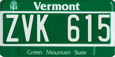 VT license plate ZVK615