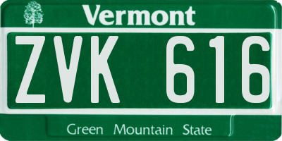 VT license plate ZVK616