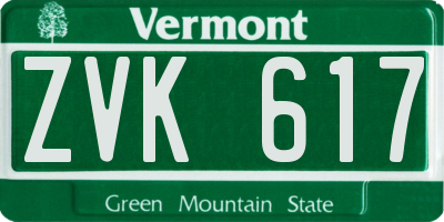 VT license plate ZVK617